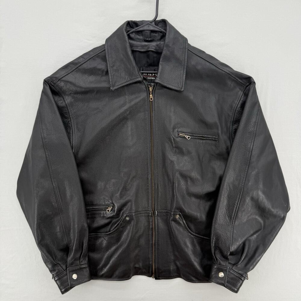 Men's XL Wilsons Black Leather Jacket Coat Removable Thinsulate Liner *READ